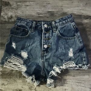 SHIEN teen 10-11 jean ripped shorts, medium washed.